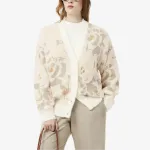 Кардиган floral-jacquard LACOSTE, белый/серый - фото 5