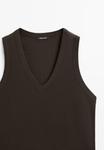 Футболка Massimo Dutti V-NECK SLEEVELESS, Brown - фото 6