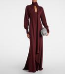 Длинное платье из хлопка с шарфом Plan C, Dark Burgundy - фото 2