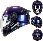 Шлем мотоциклетный YEATLM US03 Bluetooth, фиолетовый - фото