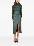 Платье миди с драпированным вырезом и разрезом Lapointe, зеленый - фото 2