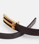 Кожаный ремень с эффектом крокодила Victoria Beckham, Espresso - фото 3