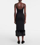 Платье миди с отделкой из искусственной овчины Prada, Nero - фото 3