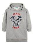 Kenzo Kids платье-худи с принтом Elephant, серый - фото