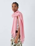 Шарф с бахромой из смеси шерсти John Lewis, розовый - фото