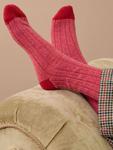 Носки Stripe Cashmere Rich Brora, Garnet/Peony - фото 2