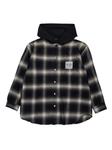 Nº21 Kids клетчатая рубашка с капюшоном, черный - фото