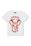 Футболка с логотипом слона Kenzo Kids, белый - фото