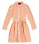 Платье-рубашка из хлопкового поплина в полоску Polo Ralph Lauren, оранжевый - фото