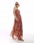 ONLY платье макси на бретелях с красными принтами икат - фото 2