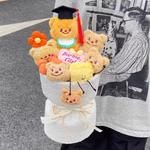 DUOMIAOYOU Кремовый мишка с букетом кукла - фото 4