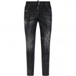 Джинсы с эффектом потертости и брызгами краски DSQUARED 2, черный - фото 3