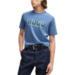 Футболка из хлопка с логотипом HUGO BOSS, синяя - фото 5