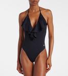 Рюшированный купальник Balmain, черный - фото 2