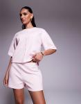 Шорты-боксеры ASOS DESIGN coord из ткани интерлок пастельно-розового цвета - фото 4