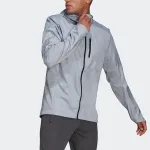 Куртка men's solid color zipper hooded track jacket light silver Adidas, серебряный - фото 2