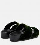 Бархатные шлепанцы с кожаной отделкой Dries Van Noten, оливковый - фото 2