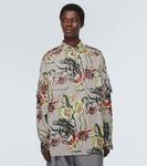 Хлопковая поплиновая рубашка с принтом Prada, Granito + Rosso - фото 3