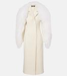Пальто из натуральной шерсти с отделкой из овчины Jacquemus, Off-White - фото