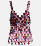 Топ с пайетками Rabanne, цвет pink/multico - фото