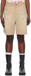 Бежевые шорты с необработанными краями We11Done - фото