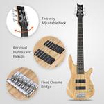 Басс гитара Glarry Burlywood GIB Bass Guitar Full Size 6 String HH Pickup - фото 4