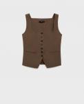 Женский хлопковый жилет для костюма MANGO, Brown - фото