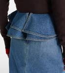 Джинсовая юбка миди с баской Plan C, Indigo - фото 6