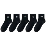 Носки до середины икры Унисекс 5 пар AUGUST, Черные с вышивкой 5 пар - фото 3