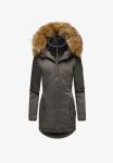 Пальто зимнее Marikoo с меховым капюшоном, антрацитовый - фото 2