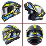 Шлем мотоциклетный Gyufmgs Bluetooth с двумя козырьками, черный / желтый - фото 3