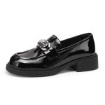 FMM Лоферы женские, черные/бордовые - фото