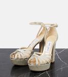 Босоножки на платформе с блестками Isra Jimmy Choo, Platinum Ice - фото 5