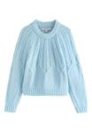 Джемпер Next BLEND CABLE KNIT CREW NECK, Light Blue - фото 7
