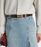 Кожаный ремень с эффектом крокодила Victoria Beckham, Espresso - фото 2