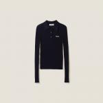 Рубашка-Поло из кашемира и шелка Miu Miu, синий - фото