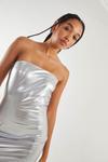 Мини-платье без бретелек с эффектом металлик Pink Vanilla, серебро - фото 2