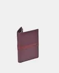 Мужской кошелек для карточек YANKO из черной кожи, бордовый - фото 2