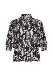 Блуза Kaffe Curve Button-down blouse, Black Pink Graphic Strokes/Black - фото 5