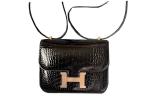 HERMES Constance Polished Crocodile Leather Shoulder Bag, Crossbody Bag Mini Women's Black - фото 2