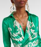 Платье-халат из атласа с принтом Etro, Verde - фото 4