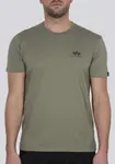 Рубашка с круглым вырезом Alpha Industries "BASIC T SMALL LOGO", оливковый - фото 3