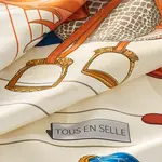 HERMES Шарф Carres 90 Tous En Selle, Cream - фото 7