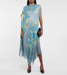 Платье с цветочным принтом и бахромой Acne Studios, синий - фото 2