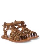 Сандалии из кожи Plagette Pom d'Api, Velours Brown - фото