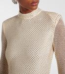 Платье-миди в сеточку с декором Self-Portrait, кремовый - фото 4