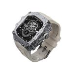 Akkerds Часы Apple Alloy Case Material Ultra2/1 Generation, Black case with black medium frame Sky blue fluoroelastomer single-hand buckle strap - фото 2