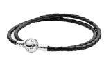Pandora Женский браслет Black Leather Double Loop - фото 12
