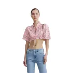 Кроп-футболка с логотипом Moncler, розовая - фото 5