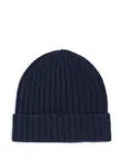 Кашемировая шапка бини в рубчик Boggi Milano, синий - фото
